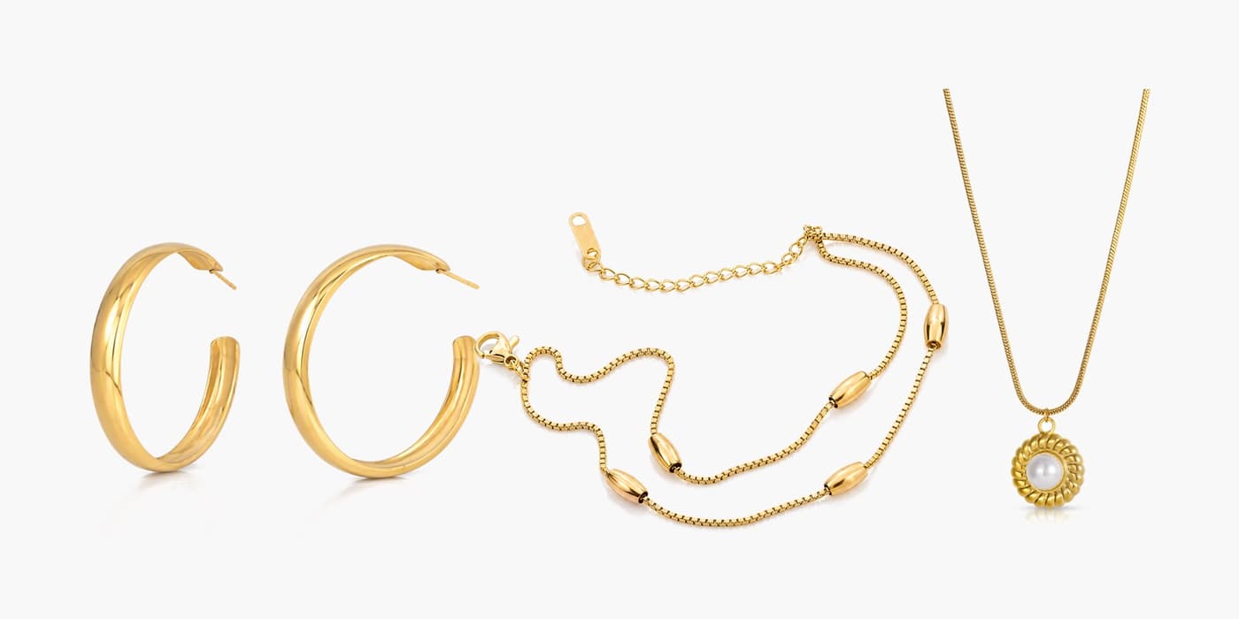 Gold Minimalist Jewelry Layering Set
