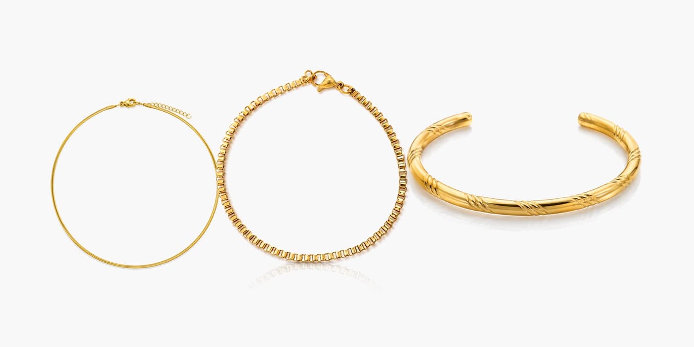 Gold Minimalist Necklace & Bracelet Layered Set