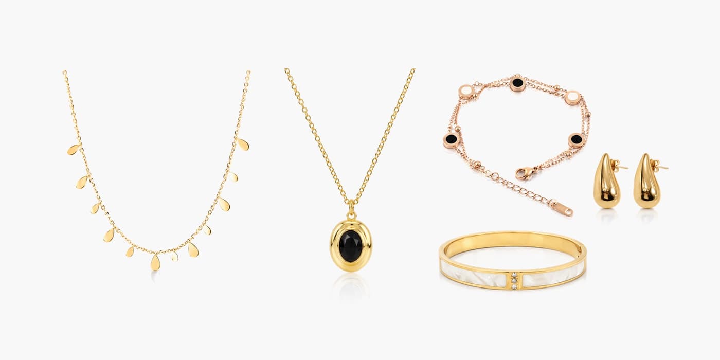 Minimalist Gold Teardrop Jewelry Layering Set
