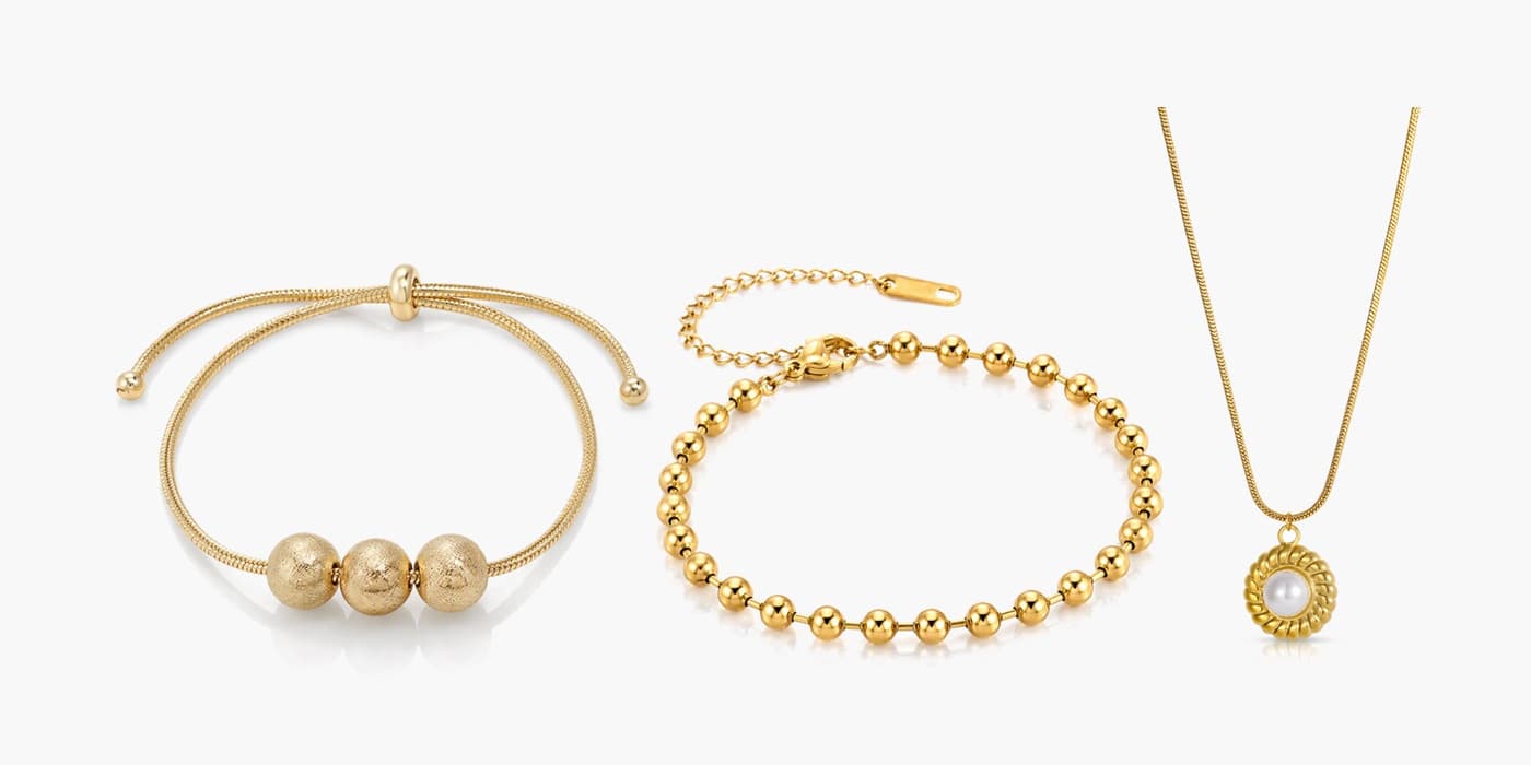 Gold Minimalist Necklace & Bracelet Layering Set