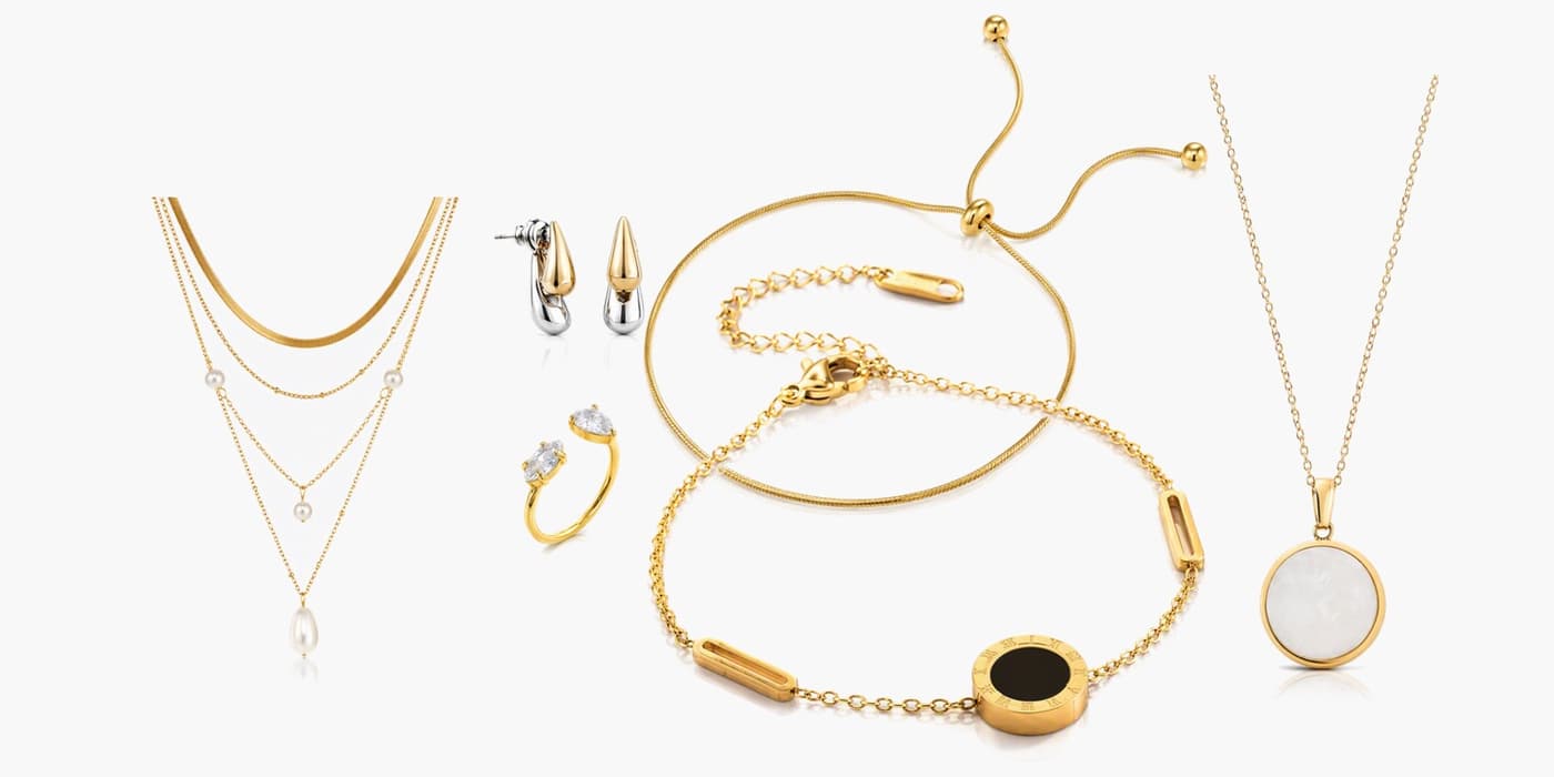 Gold Minimalist Bar Jewelry Layered Set