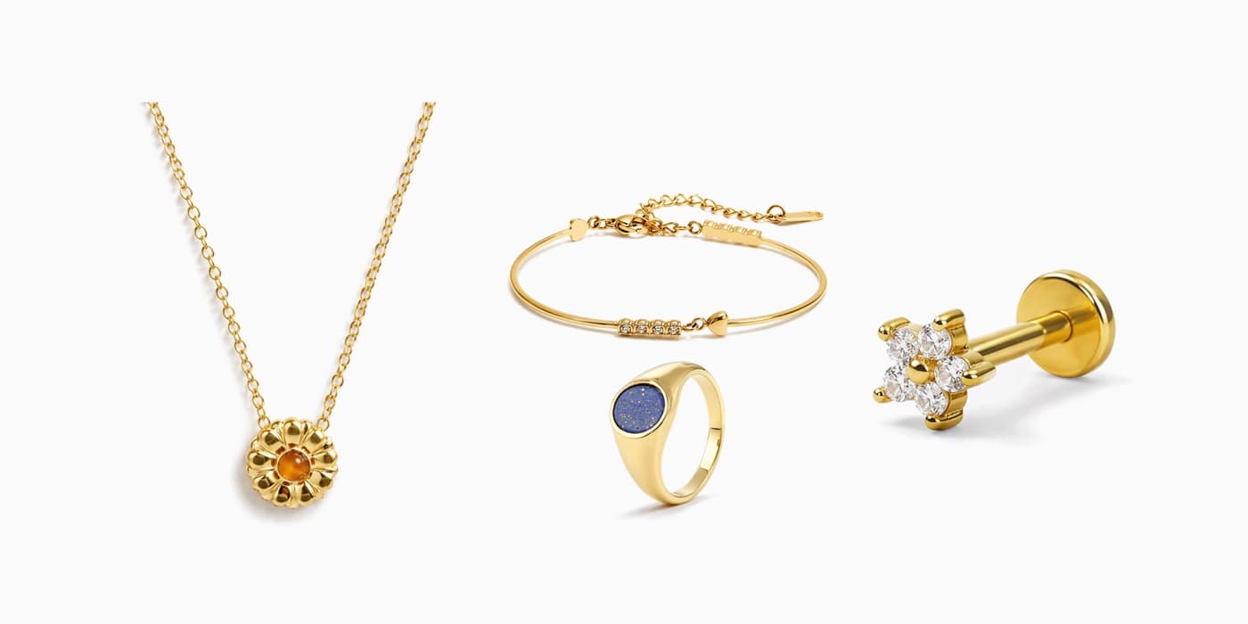 Everyday Gold Flower & Heart Stack