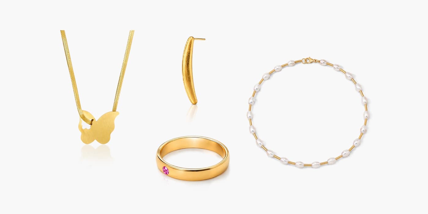 Gold Minimalist Butterfly Jewelry Stack