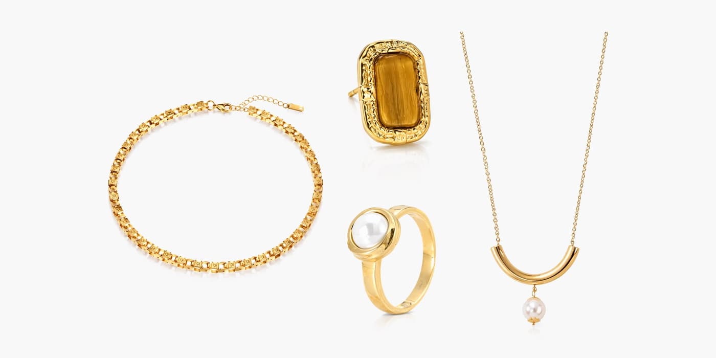 Classic Gold Bar Jewelry Set
