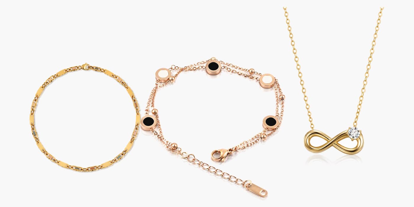 Gold Classic Bar Necklace & Bracelet Layered Set