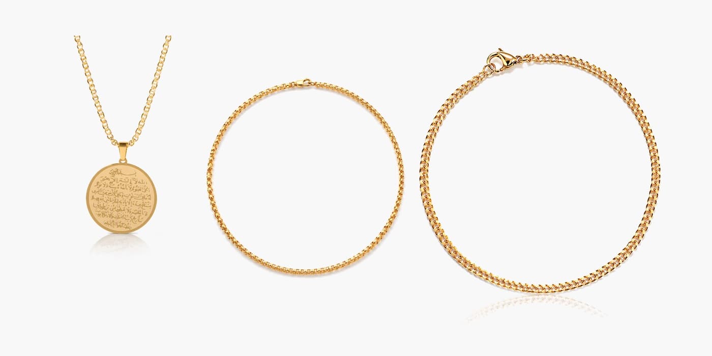 Gold Classic Necklace & Bracelet Layered Set