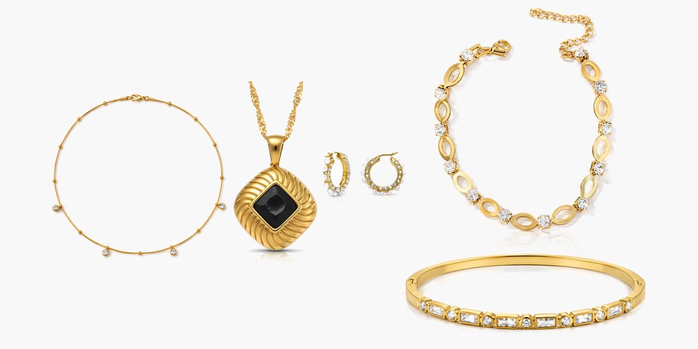 Gold Classic Jewelry Layering Set