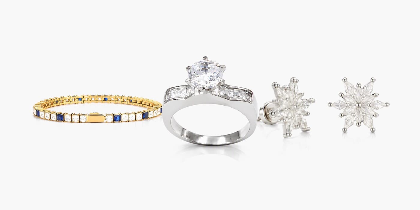 Silver Sparkling Star Jewelry Trio