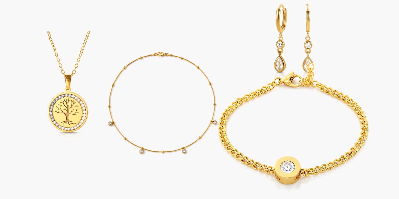Classic Gold Teardrop Jewelry Layered Set