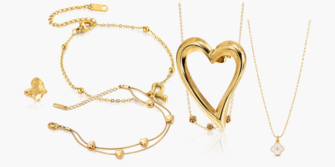 Gold Minimalist Heart Jewelry Gift Set