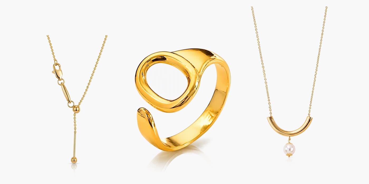 Gold Minimalist Bar Necklace & Ring Layering Set