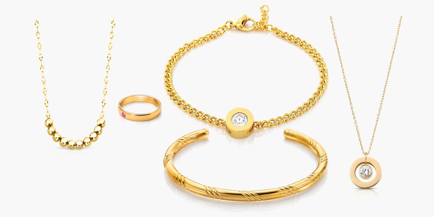 Gold Minimalist Circle Jewelry Layered Set