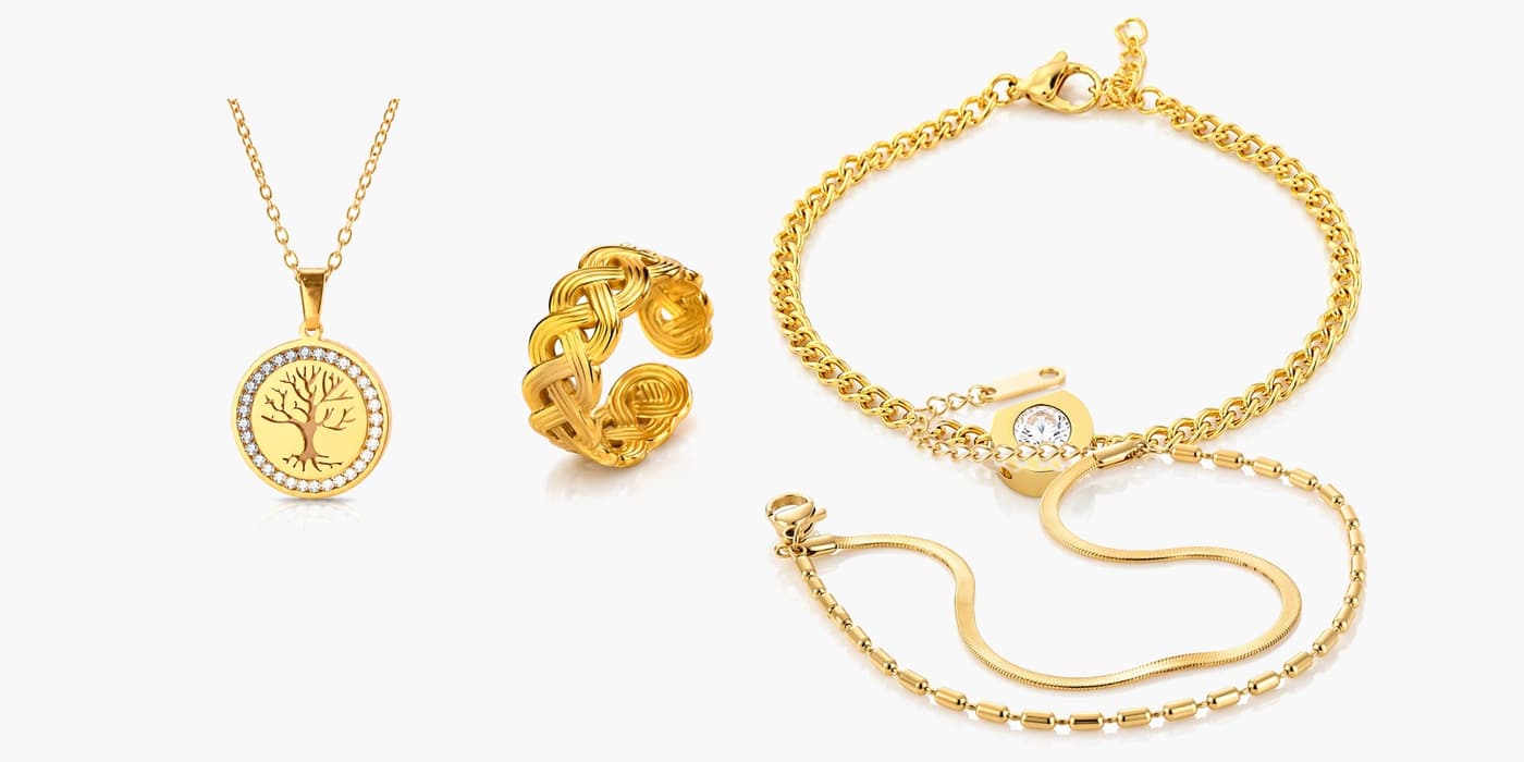 Gold Classic Circle Jewelry Set