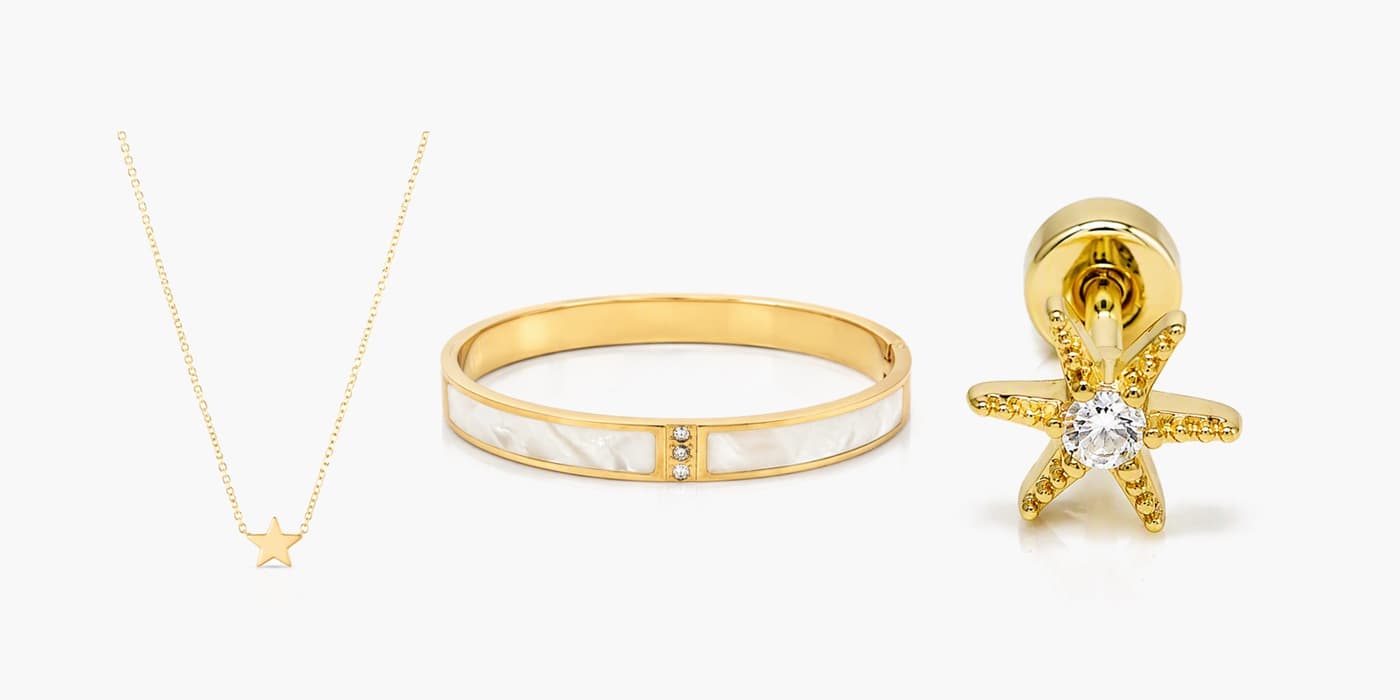 Everyday Gold Stack with Moon and Star