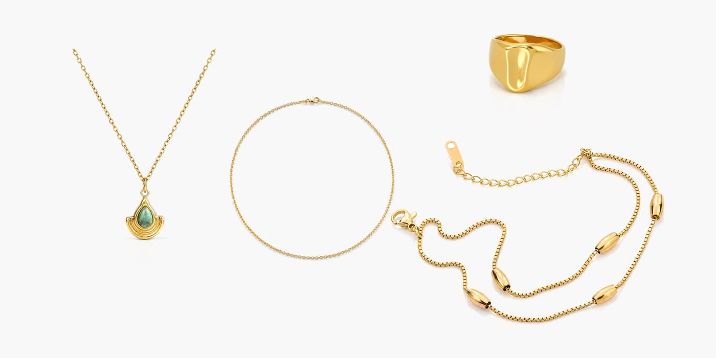 Gold Minimalist Teardrop Jewelry Layering Set