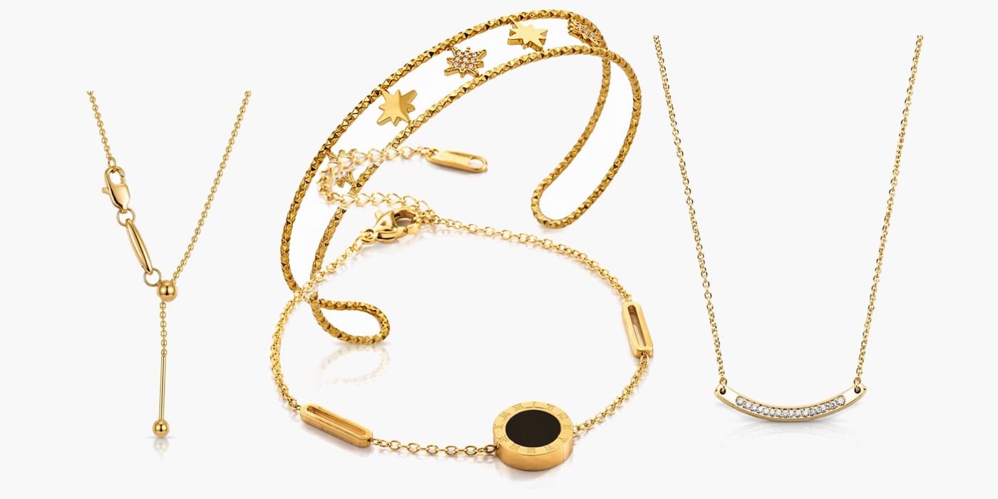 Gold Minimalist Bar Necklace & Bracelet Layering Set