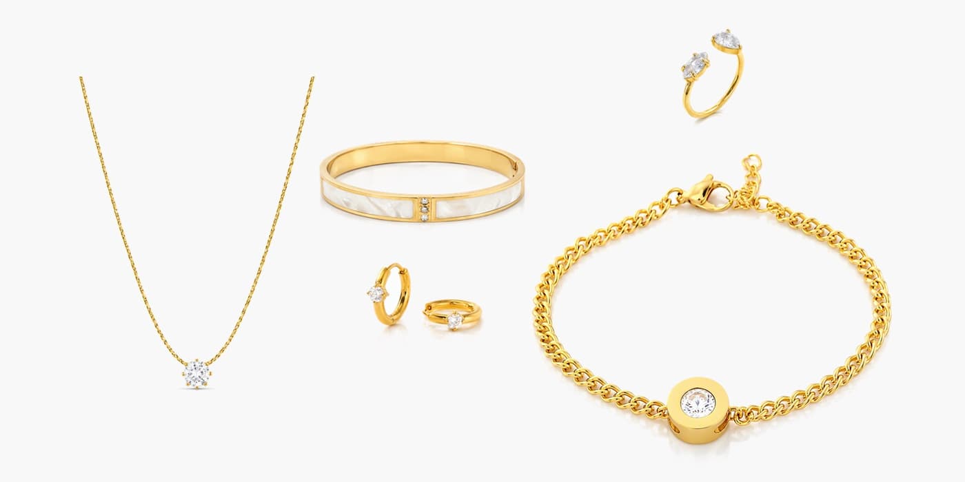Gold Leaf Jewelry Layering Set