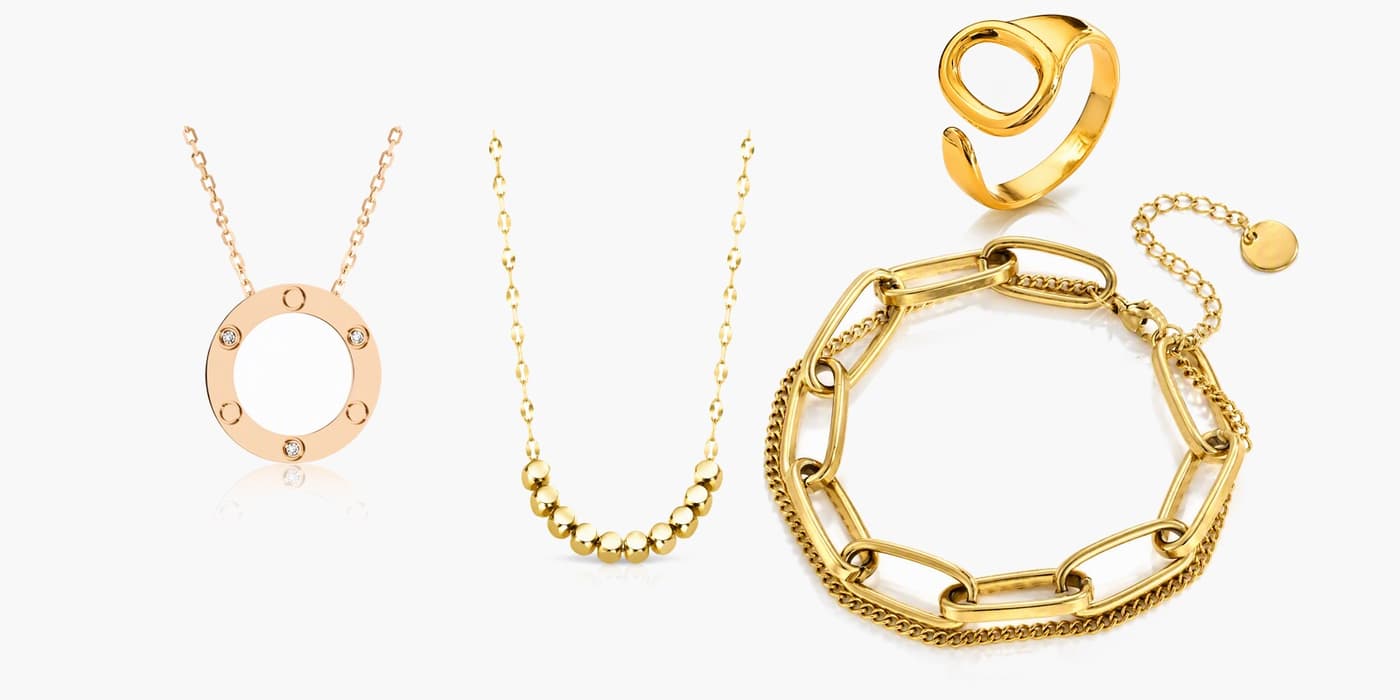 Gold Minimalist Circle Jewelry Set