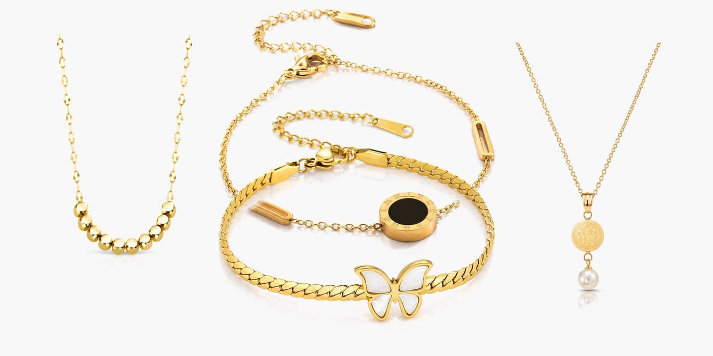 Gold Minimalist Bar Necklace & Bracelet Layered Set
