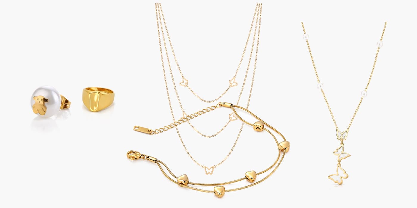 Gold Butterfly Jewelry Layered Set
