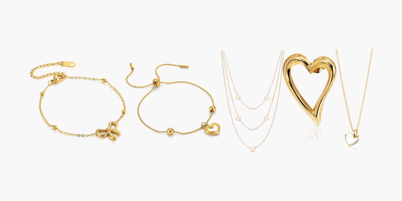 Gold Minimalist Heart Jewelry Gift Set