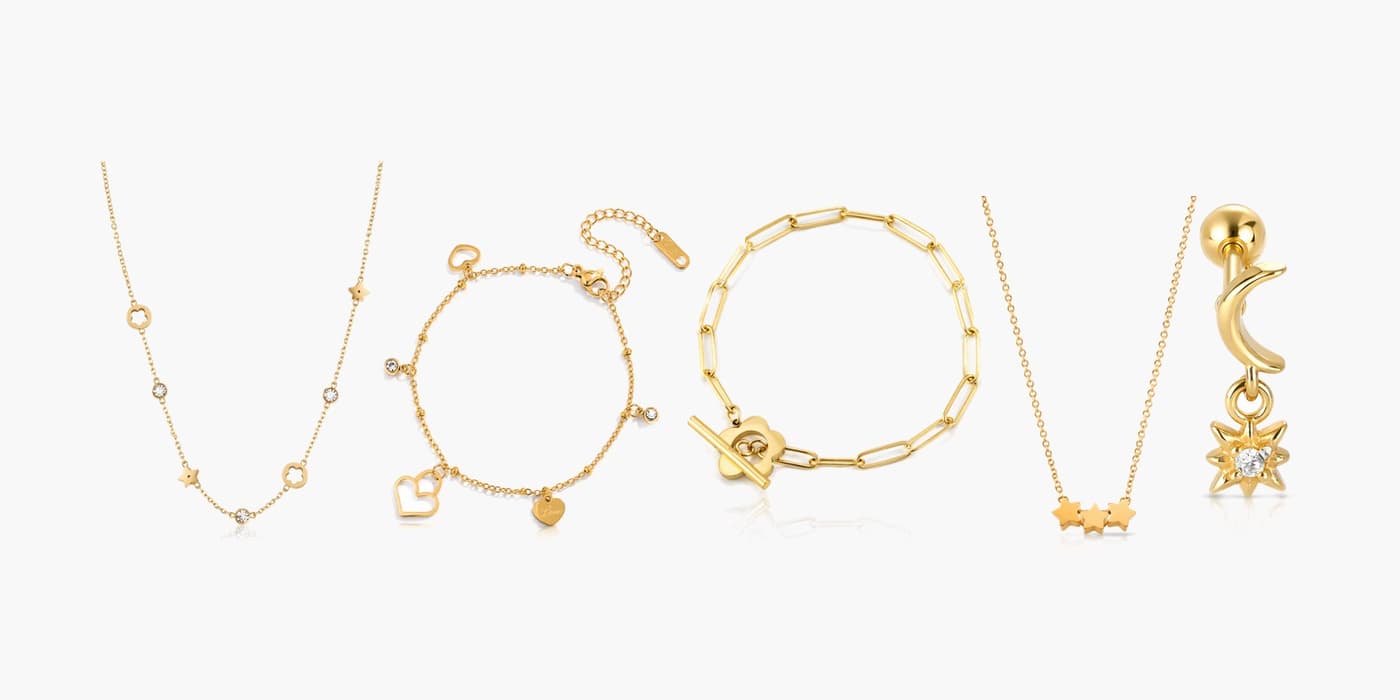 Gold Minimalist Star Jewelry Layered Set