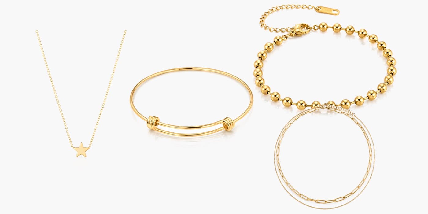 Gold Minimalist Necklace & Bracelet Stack