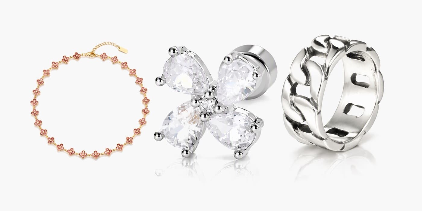 Silver Flower Jewelry Set