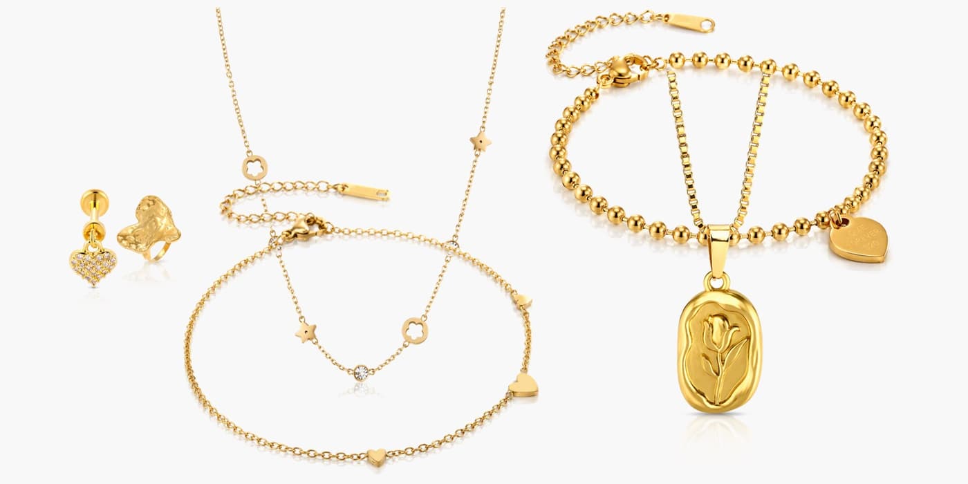 Gold Minimalist Heart Jewelry Gift Set