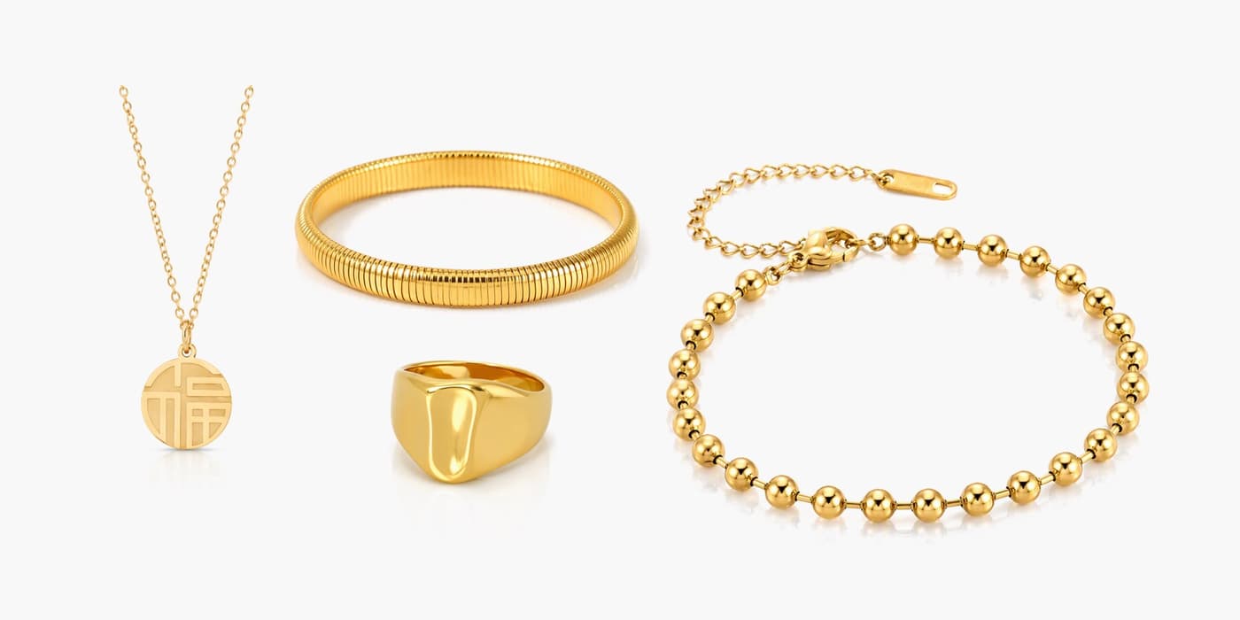 Gold Minimalist Circle Jewelry Layered Set