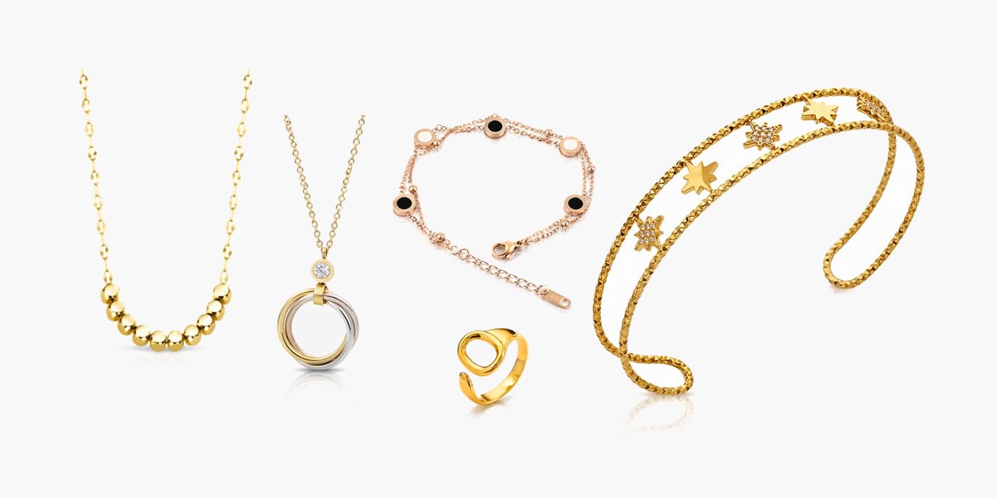 Gold Circle Jewelry Set