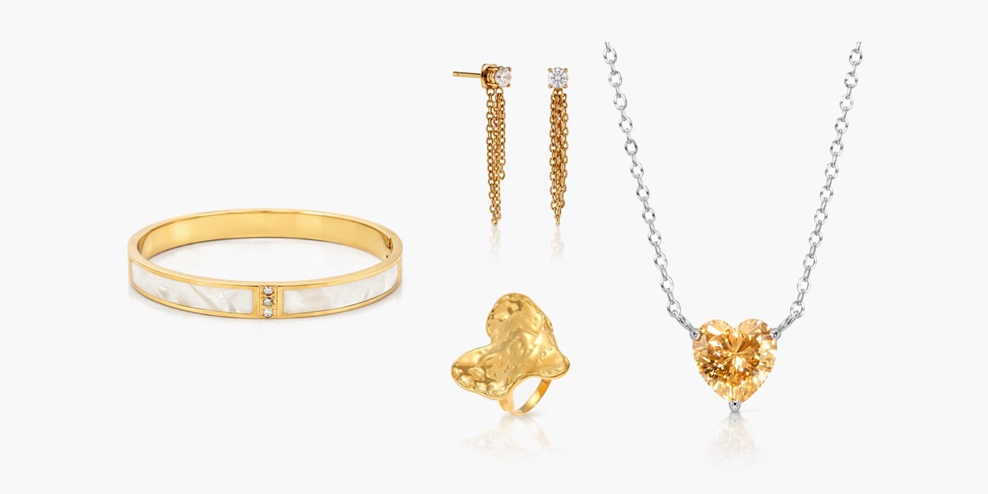 Minimalist Gold Heart Jewelry Layering Set