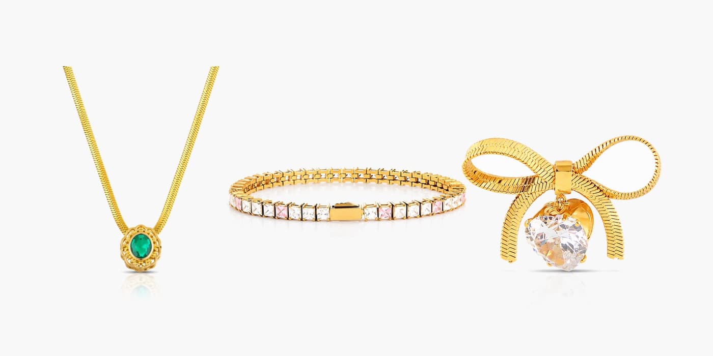 Gold Sparkling Circle Jewelry Set