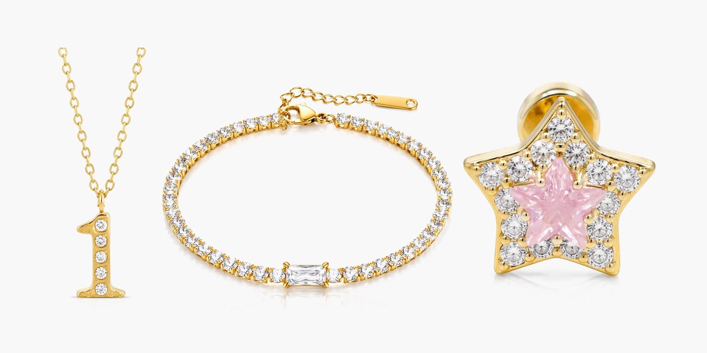 Gold Sparkling Jewelry Trio