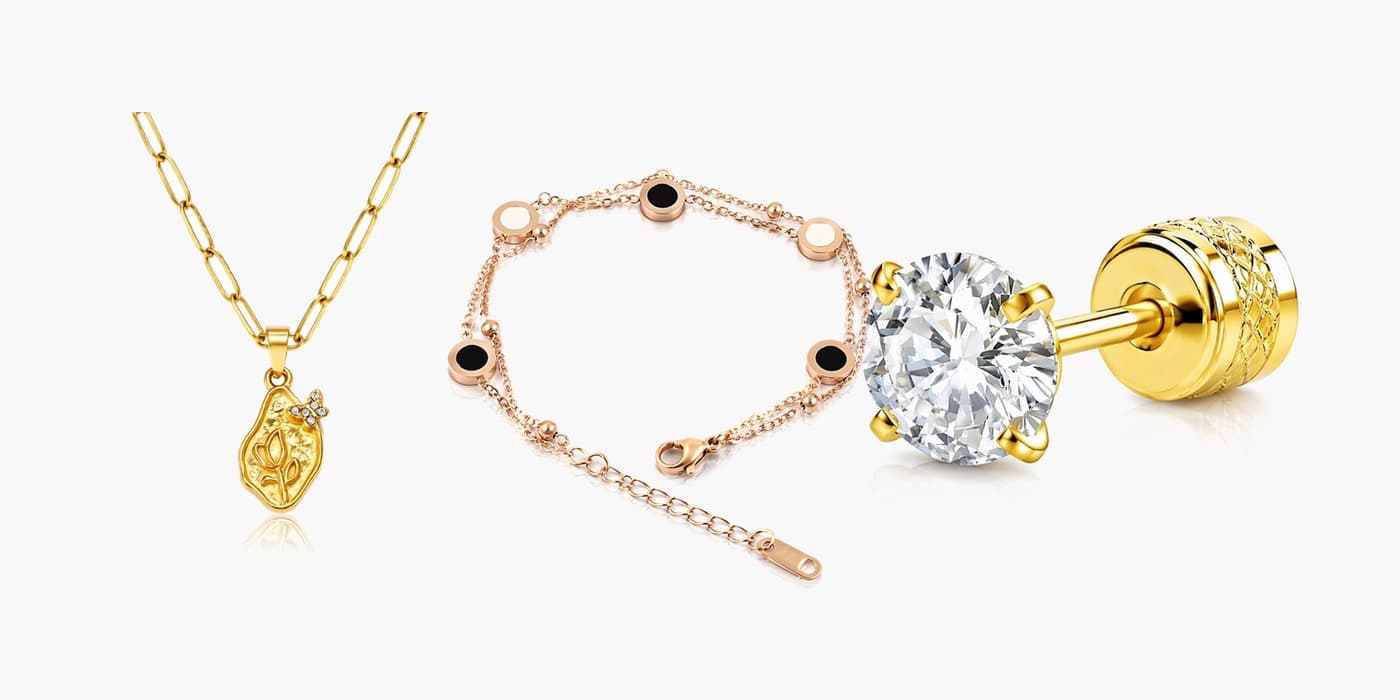 Gold Flower Jewelry Stack