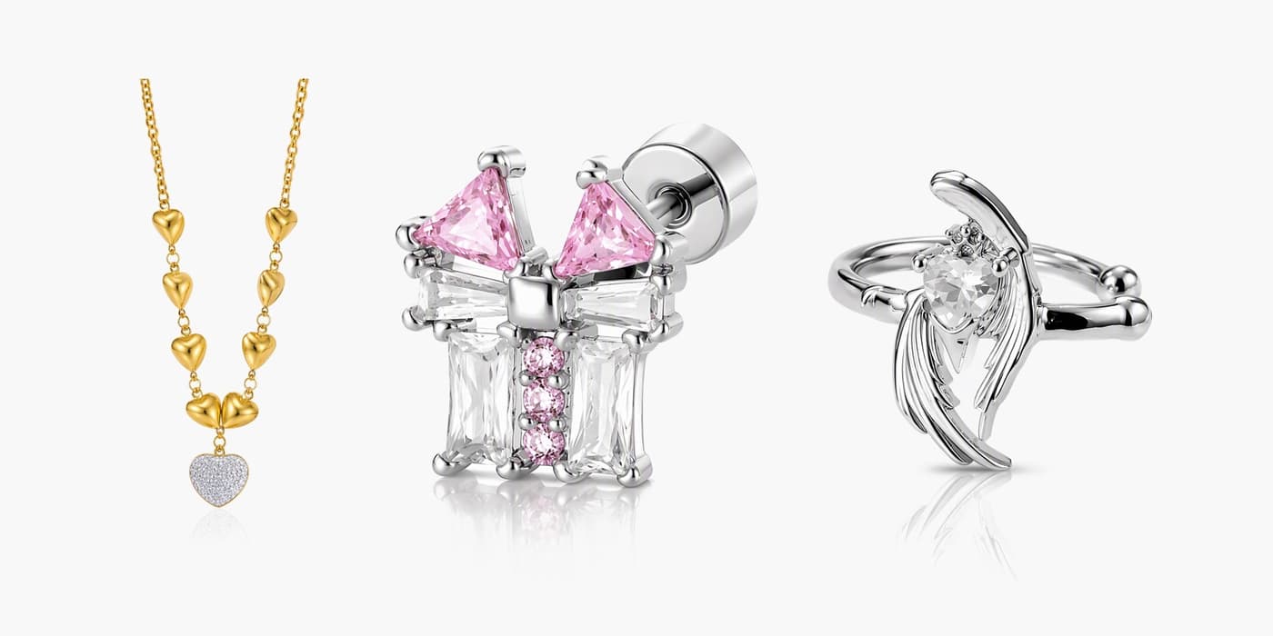 Silver Bow & Heart Date Night Set