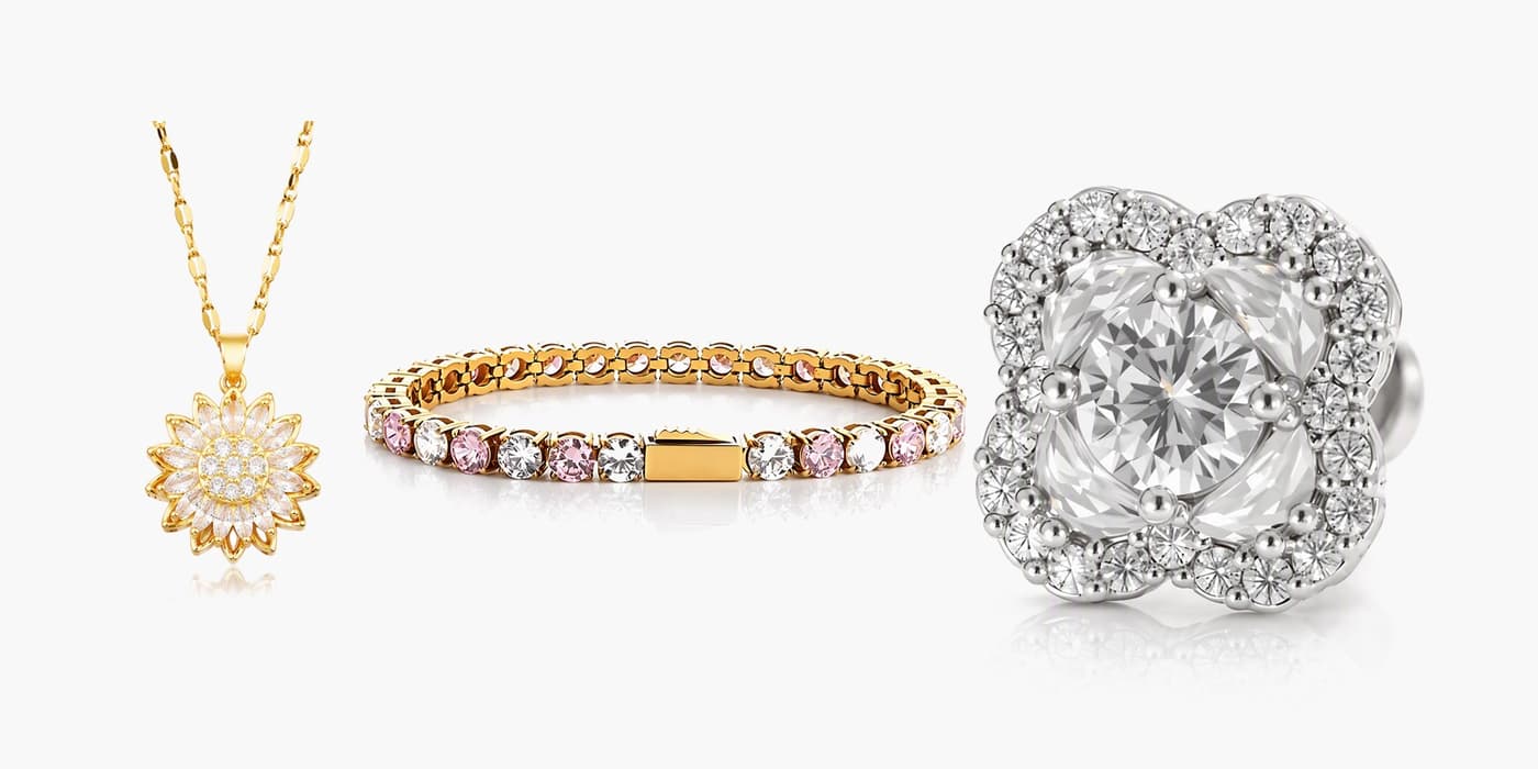 Silver Sparkling Flower Jewelry Trio
