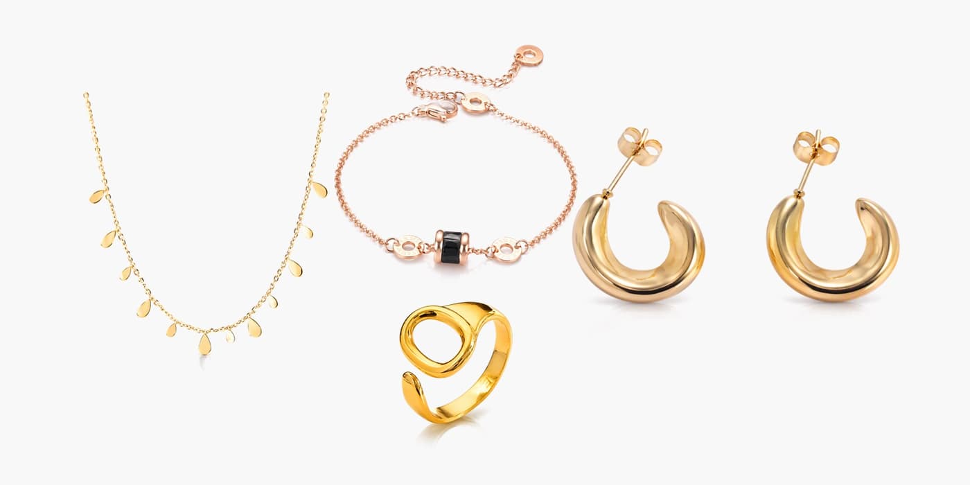 Gold Minimalist Teardrop Jewelry Layering Set