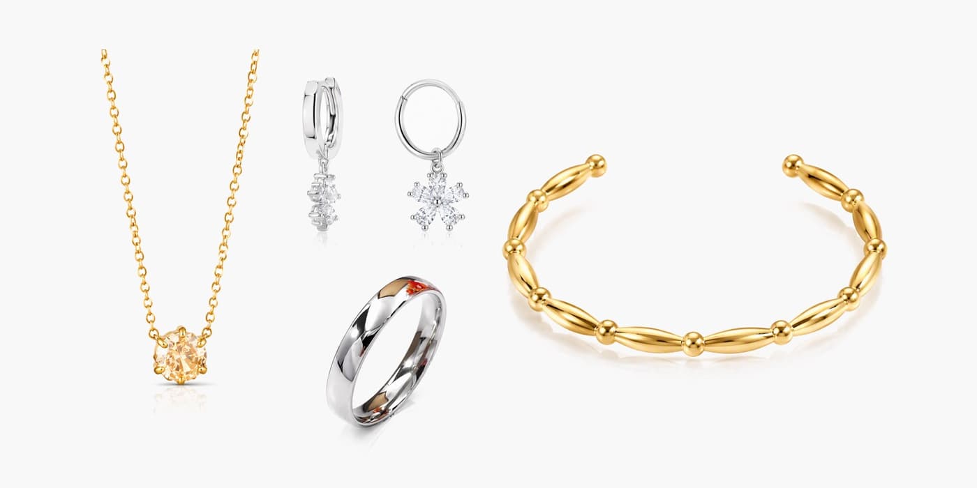 Silver Minimalist Flower Jewelry Stack
