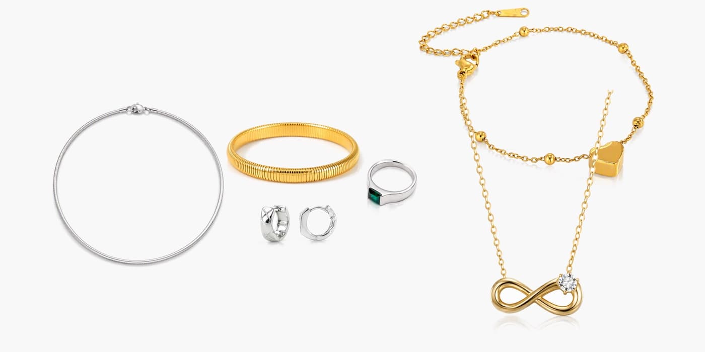 Silver Minimalist Jewelry Layered Set