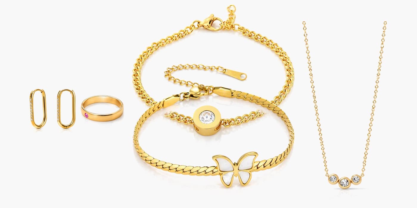 Gold Minimalist Jewelry Layered Set