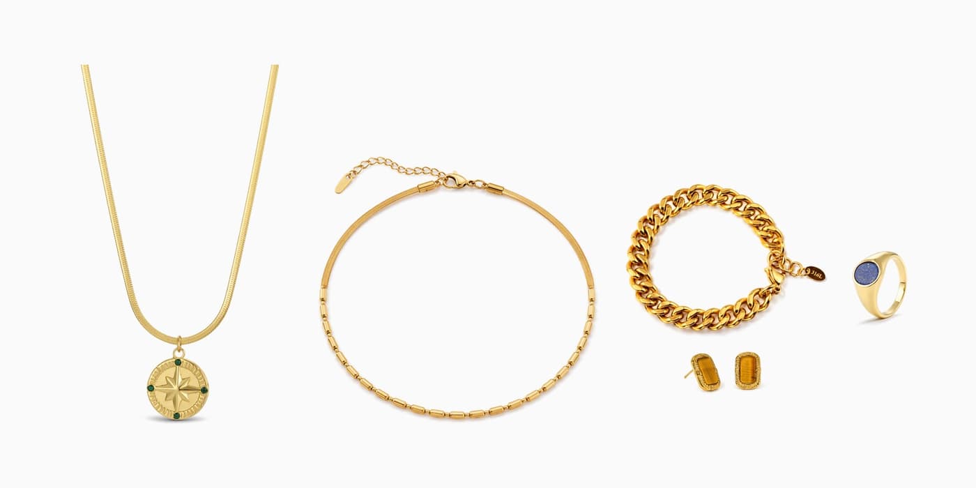 Gold Classic Bar Jewelry Layered Set