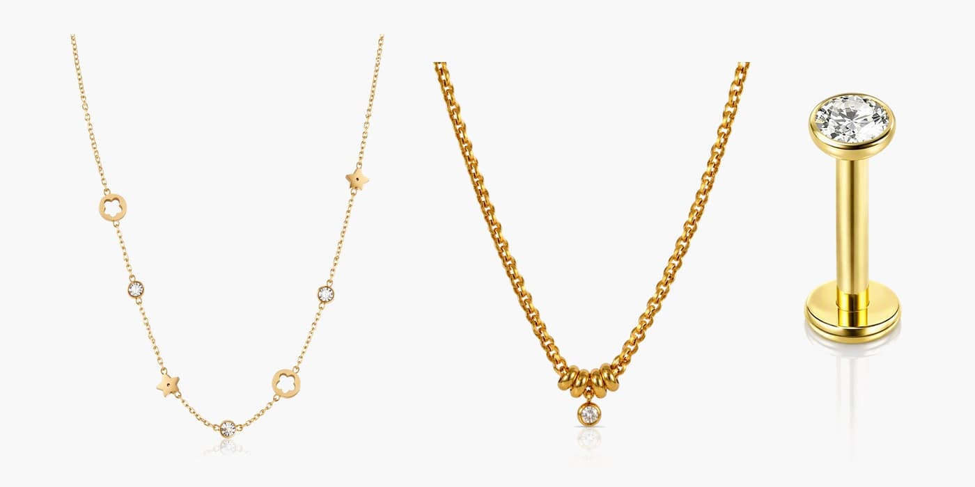 Gold Minimalist Necklace & Earrings Layered Set