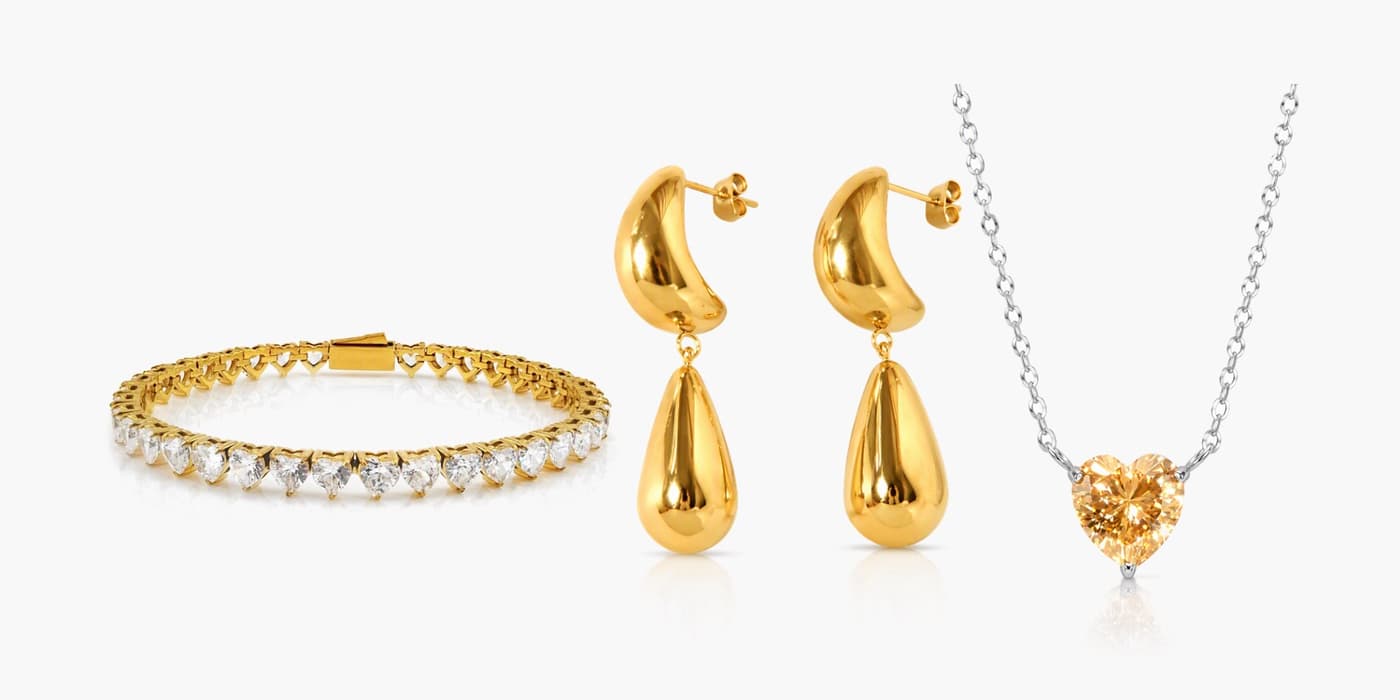 Gold Heart Jewelry Set