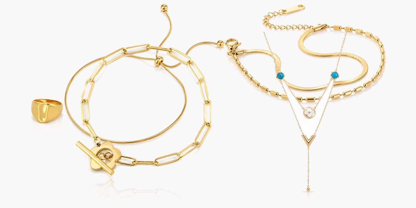 Gold Jewelry Layered Set