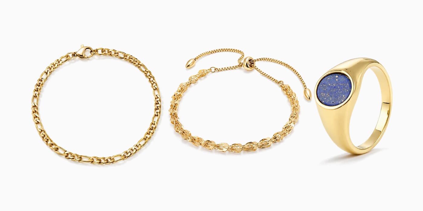 Gold Classic Bracelet & Ring Stack