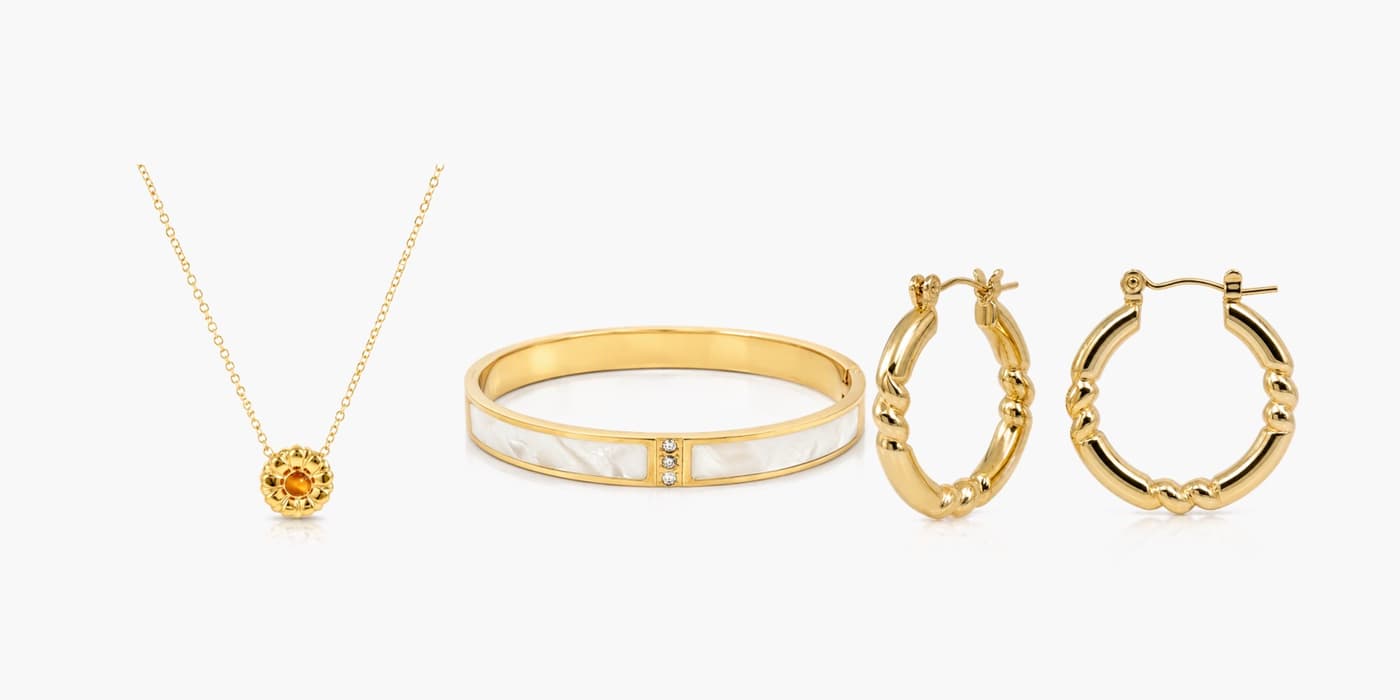 Gold Classic Circle Jewelry Set