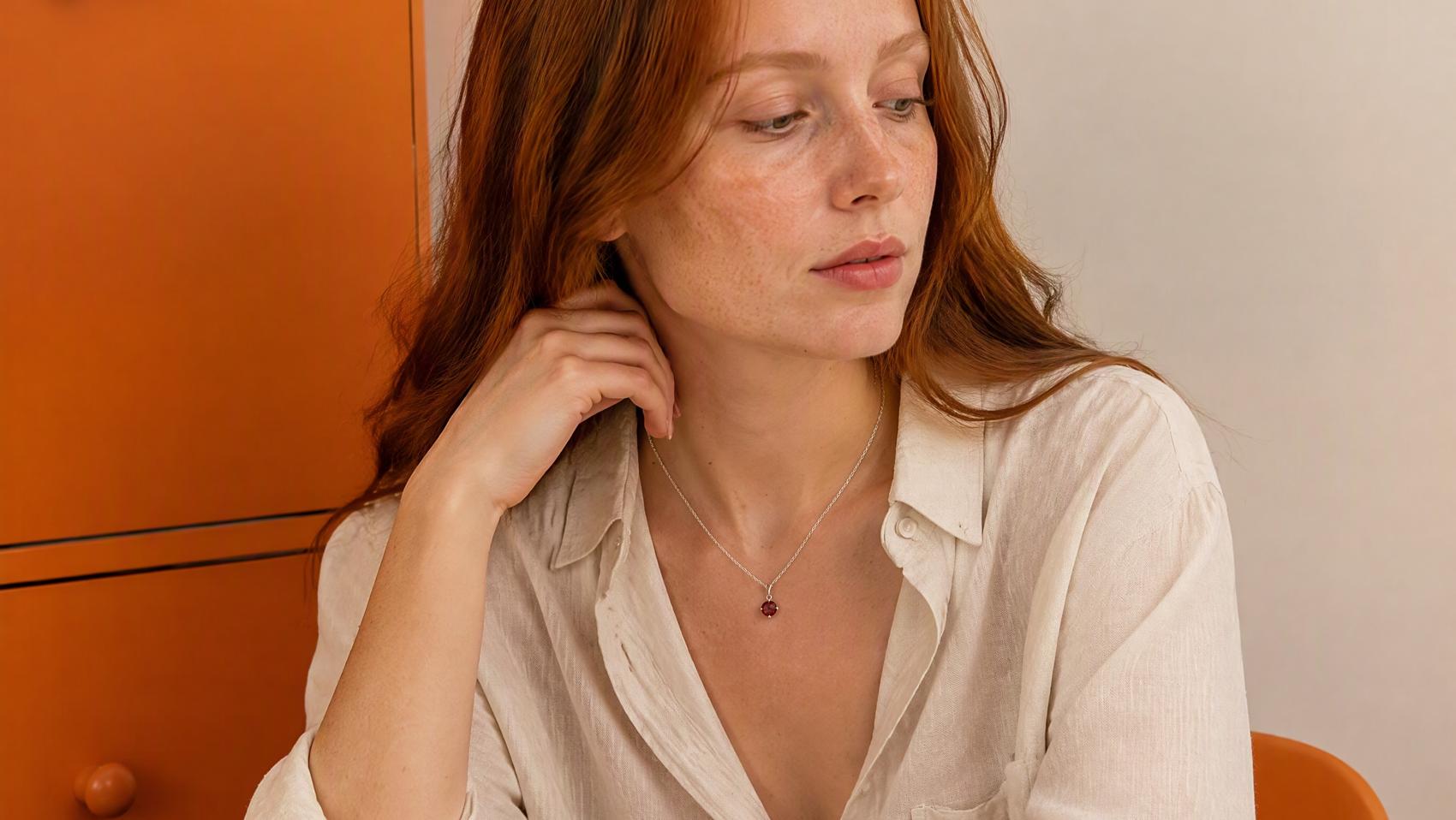 Minimalist Round Stone Pendant Necklace