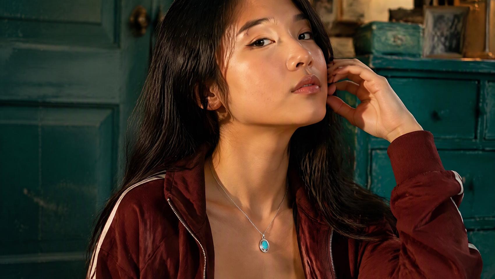 Dainty Oval Stone Pendant Necklace