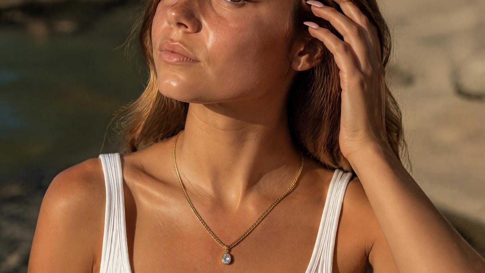 Minimalist Oval Stone Pendant Necklace